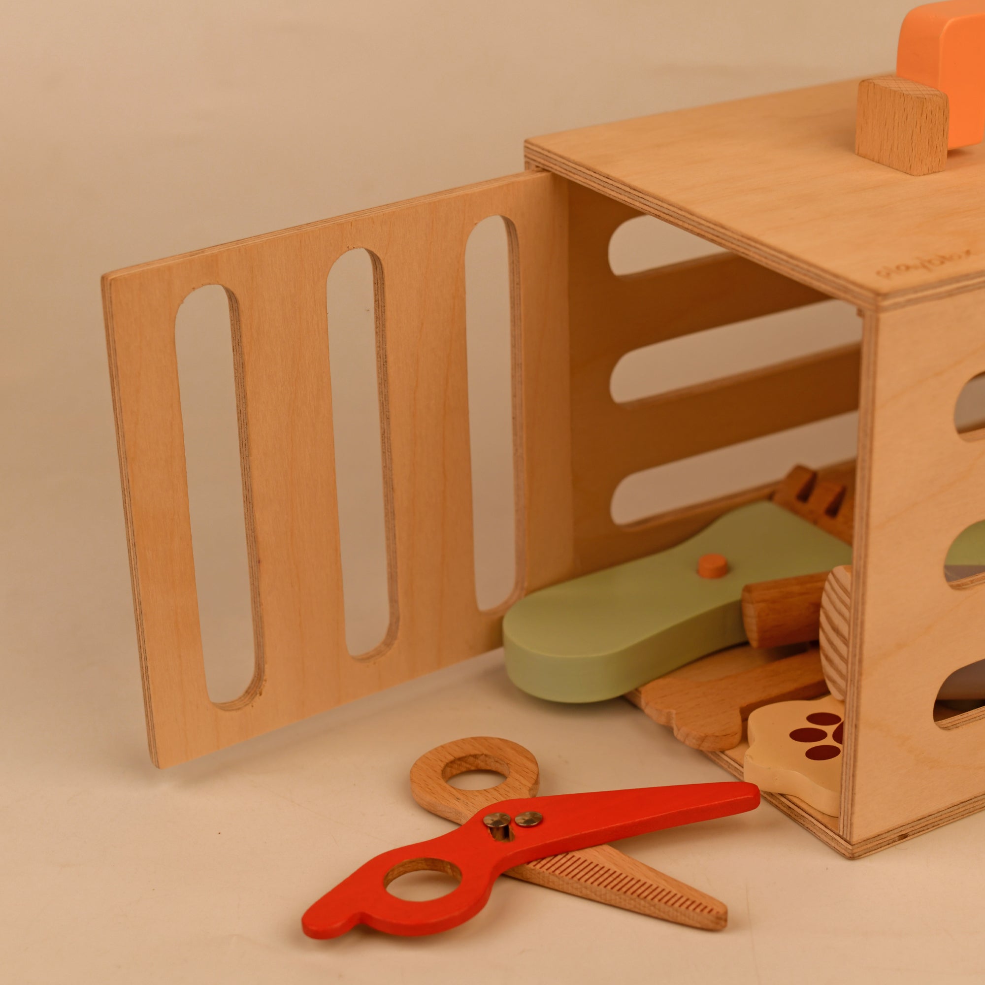 PlayBox Pet Grooming Play Set Wooden Toy | Pretend Play Toddler & Kids Baby Toys - PBP - 029
