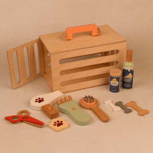 PlayBox Pet Grooming Play Set Wooden Toy | Pretend Play Toddler & Kids Baby Toys - PBP - 029