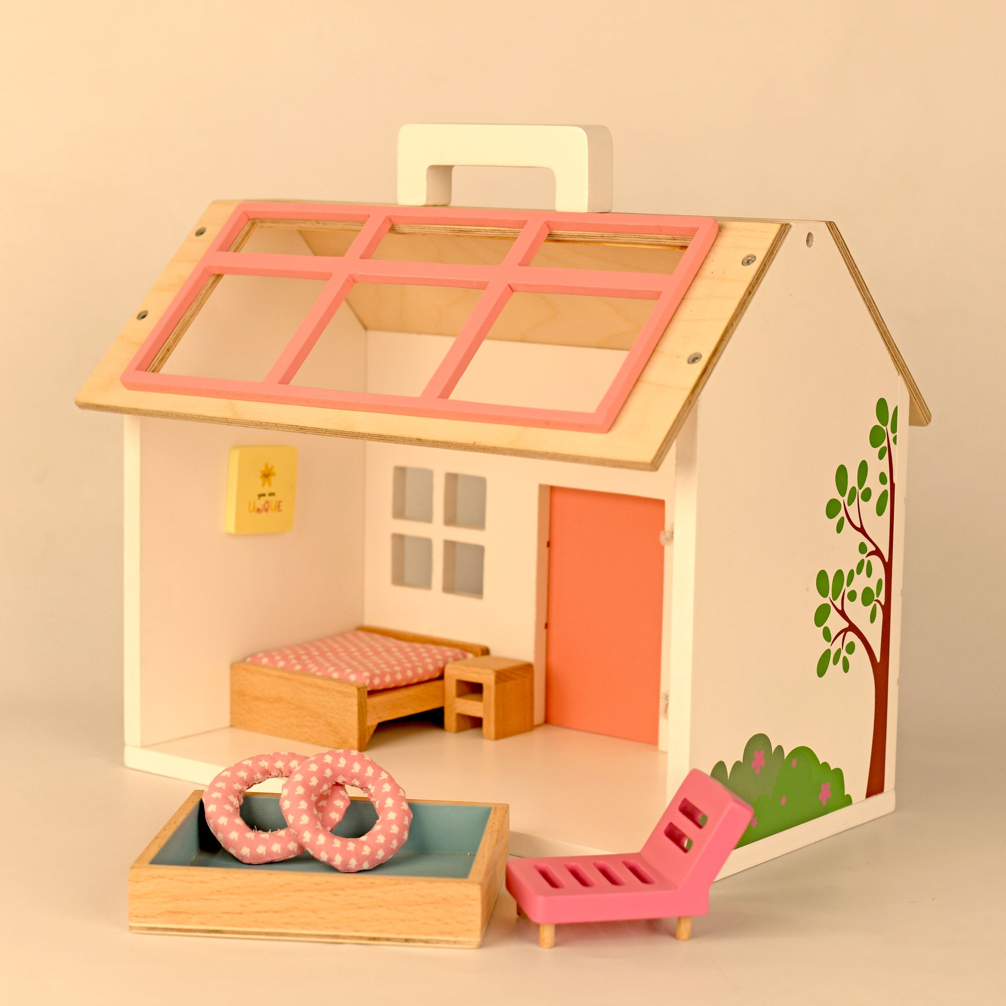 Playbox Pop’s Pool Side Villa Wooden Play Toy Set | Mini Doll House with Furniture Pretend Play Toddler & Kids Baby Toys - PBP - 015