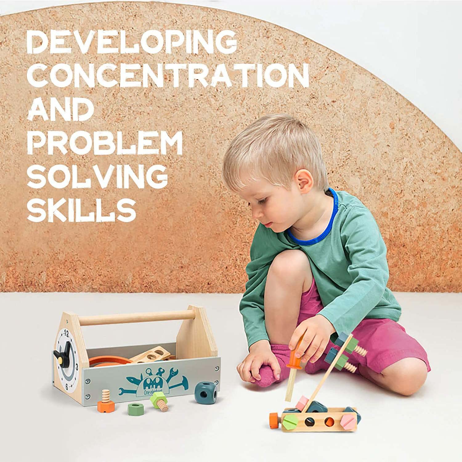 Playbox Pretend Play Wooden Toy Tool Kit Imagination and Creativity Fix it up Wooden Toy - PBP - 001