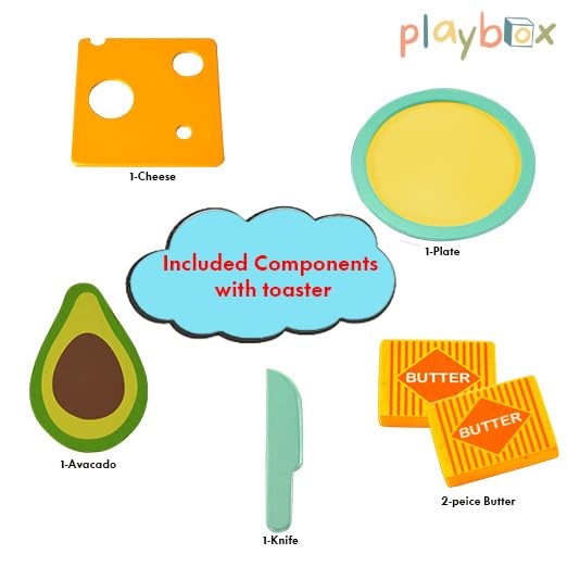 Playbox Roasty Toasty Wooden Toaster Kitchen Set Pretend Play Kids Baby Toy Set - PBP - 005