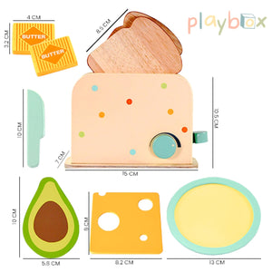 Playbox Roasty Toasty Wooden Toaster Kitchen Set Pretend Play Kids Baby Toy Set - PBP - 005