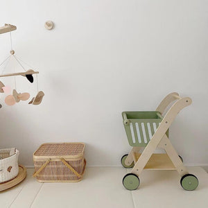 Playbox Shop 'N' Roll Wooden Toy Role Play Supermarket Grocery Shopping Trolley - PBP - 016