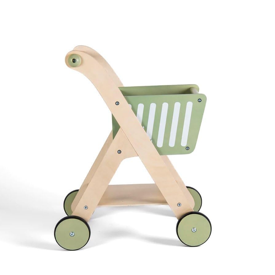 Playbox Shop 'N' Roll Wooden Toy Role Play Supermarket Grocery Shopping Trolley - PBP - 016