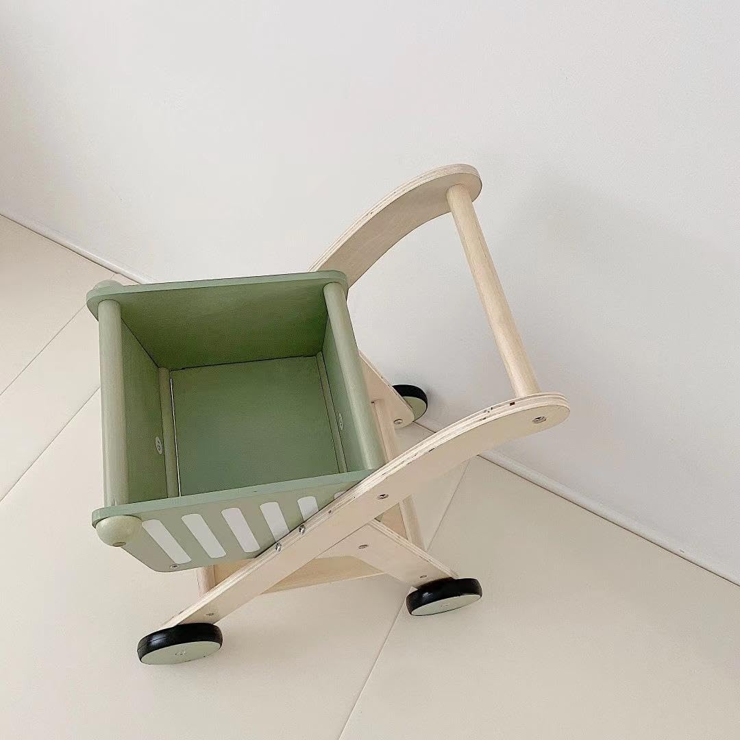 Playbox Shop 'N' Roll Wooden Toy Role Play Supermarket Grocery Shopping Trolley - PBP - 016