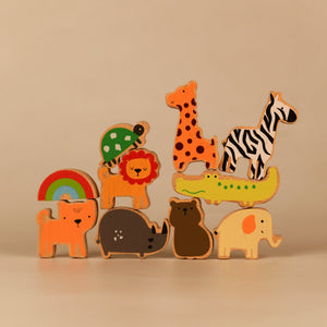 Playbox Wodden Zoo Tower | Balancing Activities Toy | Great Gift for Kids and Toddlers | Wooden Animal Stacking Toys - PBV - 004
