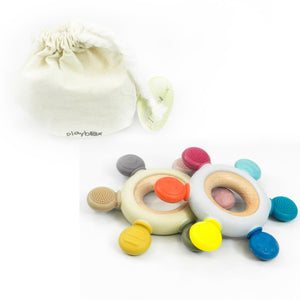 Playbox Wooden BPA Free Baby Silicone Teether Toys Rudder Soothe Babies Gums - Teether