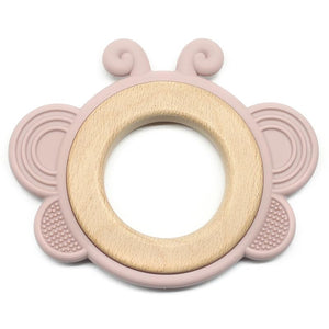 Playbox Wooden Butterfly BPA Free Silicone Baby Teether Gums in Assorted Colors - PBN - 006