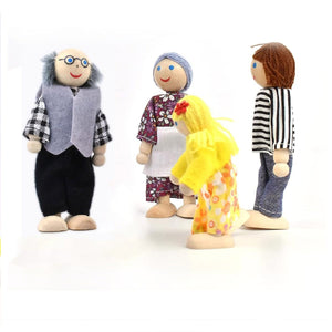 Playbox Wooden Figure Pop's Family Dolls Pretend Play Toy Set For Children Kids - PBP - 014