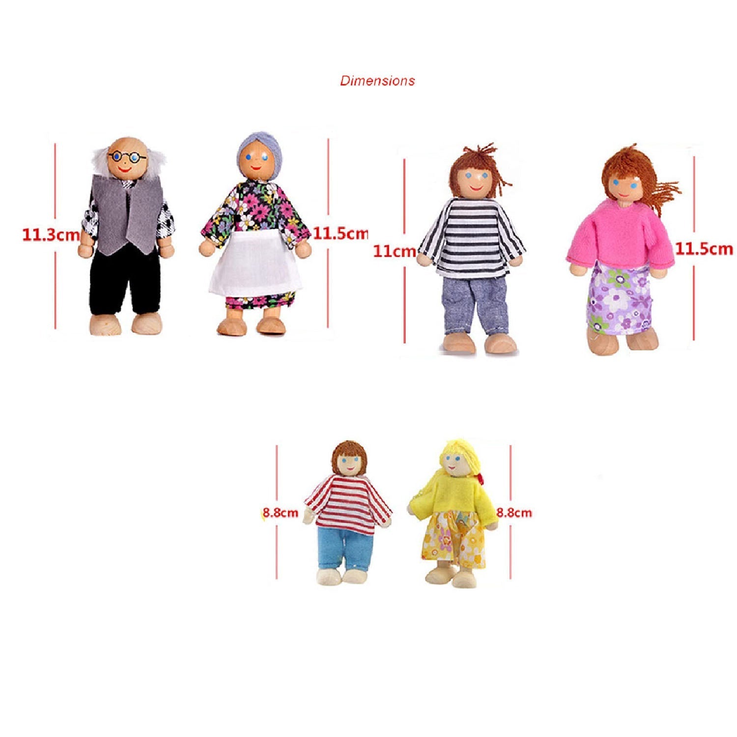 Playbox Wooden Figure Pop's Family Dolls Pretend Play Toy Set For Children Kids - PBP - 014