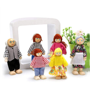 Playbox Wooden Figure Pop's Family Dolls Pretend Play Toy Set For Children Kids - PBP - 014