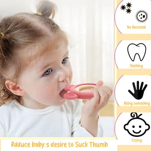 Playbox Wooden Flower BPA Free Silicone Teether Soothe Baby Gums Assorted Color - PBN - 005