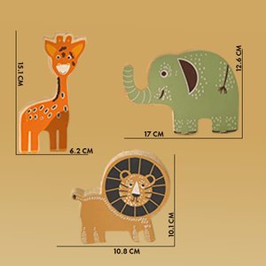 Playbox Wooden Jungle Safari Wild Animals Play Toy Set | Pretend Play Toddler & Kids Baby Toys - PBP - 027