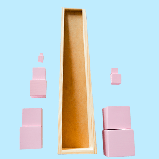 Playbox Wooden Montessori Pink Tower Square Blocks Toy Set for Toddler & Kids Baby Toys - PBS - 002