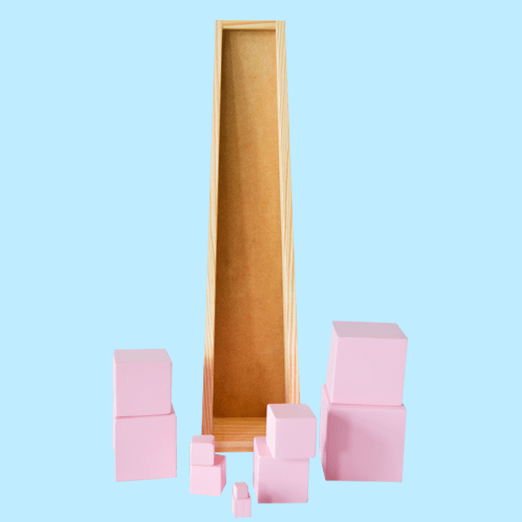 Playbox Wooden Montessori Pink Tower Square Blocks Toy Set for Toddler & Kids Baby Toys - PBS - 002