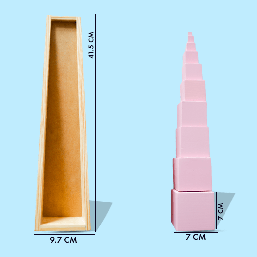Playbox Wooden Montessori Pink Tower Square Blocks Toy Set for Toddler & Kids Baby Toys - PBS - 002