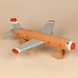 Playbox Wooden Moving Wheels Aeroplane/Airplane Toy Vehicle for Kids Toddler & Children Toy Set - PBC - 022