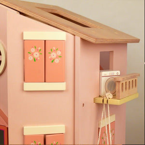 Playbox Wooden Pop's Doll House with Furniture Play Toy Set | Pretend Play Kids Baby & Toddler Toys - PBP - 033