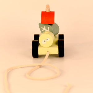 Playbox Wooden Pull Along Forest Toy Set Non-Toxic Push Pull String Toys for Toddler & Kids Baby Encourages Walking & Develops Skills Toys