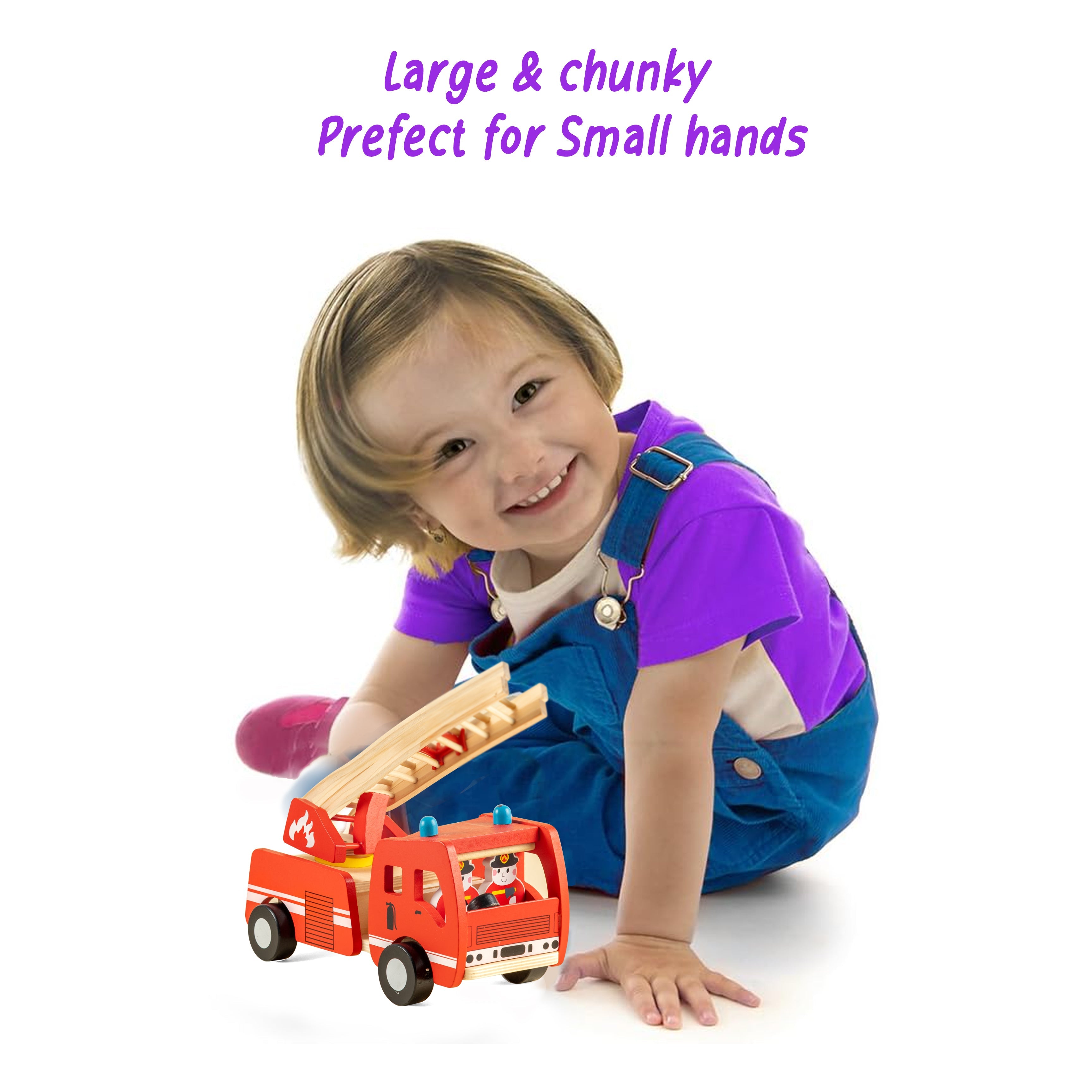 Playbox Wooden Red Firetruck Marshall's Vehicle Toy For Children & Kids - PBC - 017