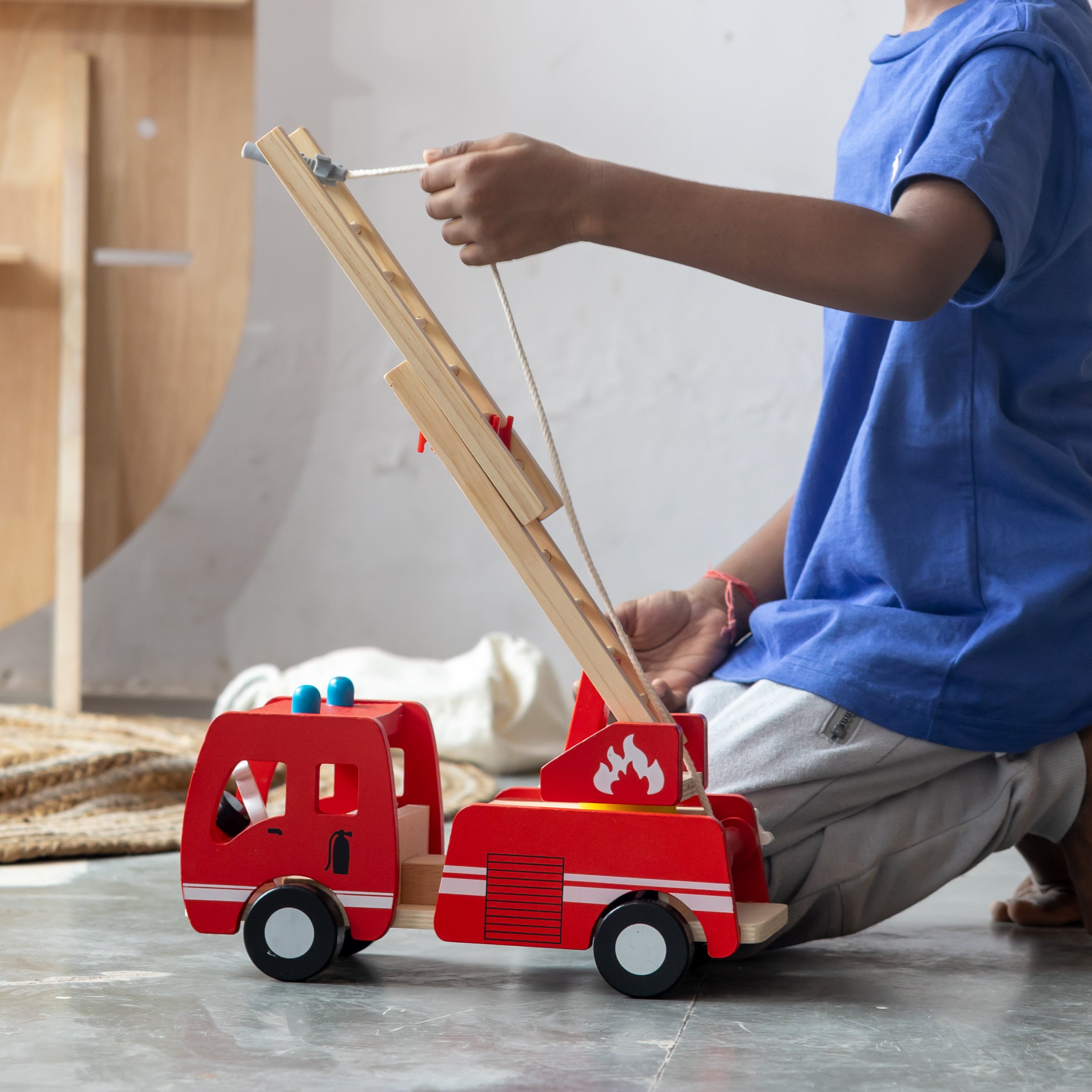 Playbox Wooden Red Firetruck Marshall's Vehicle Toy For Children & Kids - PBC - 017