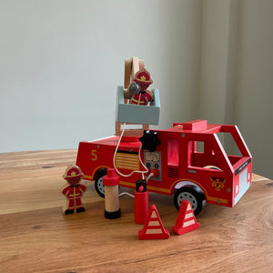 Playbox Wooden Red Firetruck Marshall's Vehicle Toy For Children & Kids - Ride-On Toys