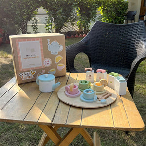 Playbox Wooden Tea Set for Kids, Pretend Play Tea Party Set for Toddlers 20pcs. - PBP - 006