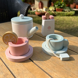 Playbox Wooden Tea Set for Kids, Pretend Play Tea Party Set for Toddlers 20pcs. - PBP - 006