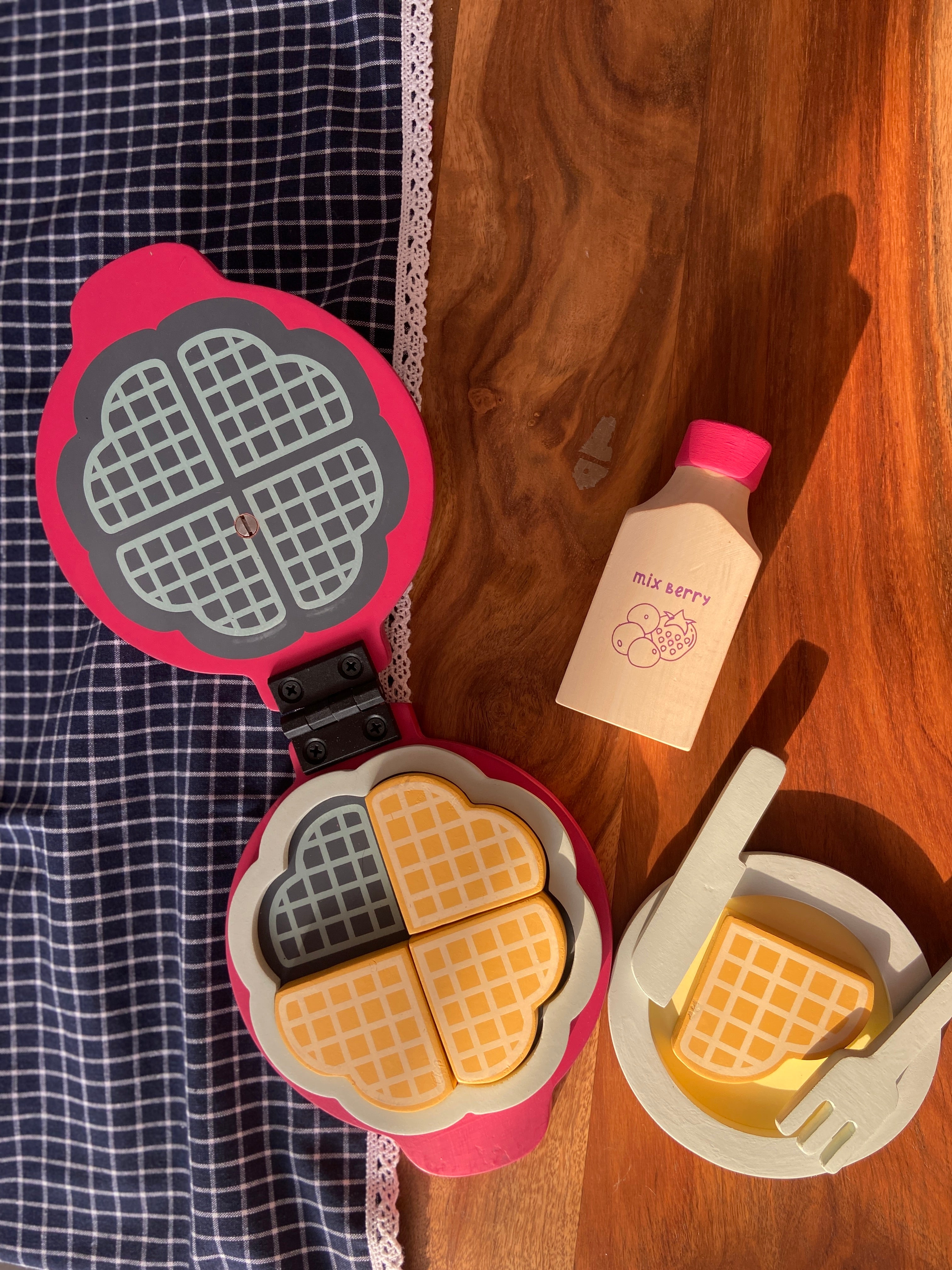 Playbox Wooden Waffle Maker Sweet Treat Kids & Toddler Pretend Play Cooking Toys - PBP - 004PI