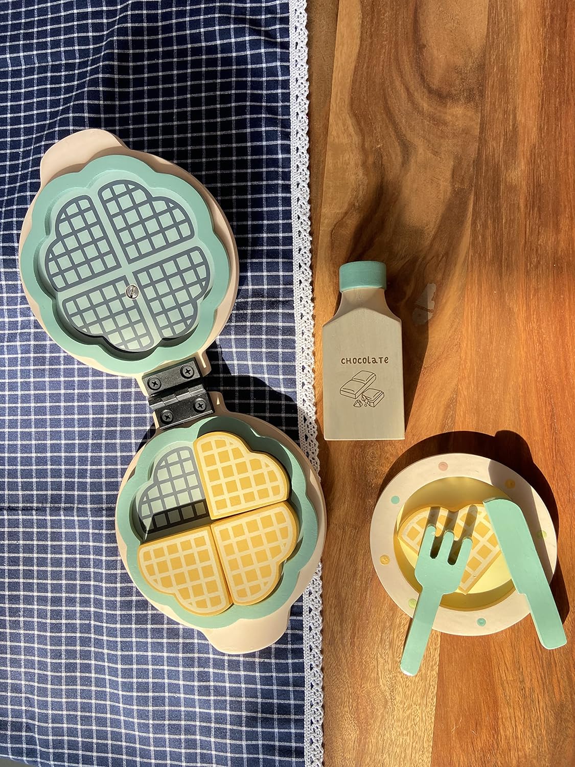 Playbox Wooden Waffle Maker Sweet Treat Toddler & Kids Pretend Play Cooking Toys - PBP - 004BG