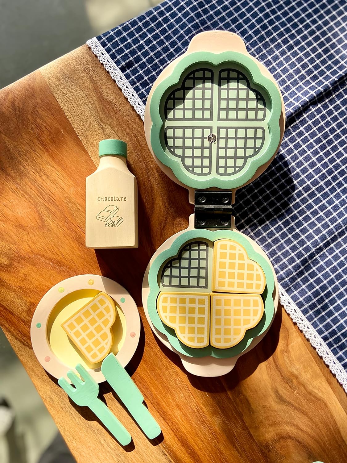 Playbox Wooden Waffle Maker Sweet Treat Toddler & Kids Pretend Play Cooking Toys - PBP - 004BG