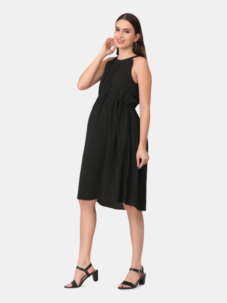 Playful Polka Dots Maternity and Nursing Halter Dress - DRS-PLKDT-S