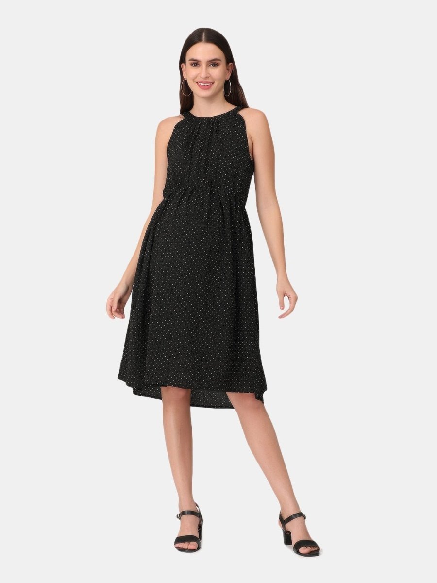 Playful Polka Dots Maternity and Nursing Halter Dress - DRS-PLKDT-S