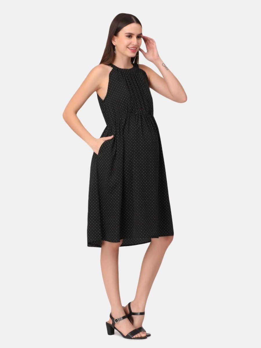 Playful Polka Dots Maternity and Nursing Halter Dress - DRS-PLKDT-S