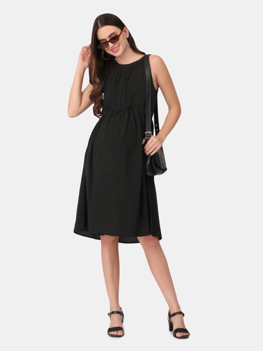 Playful Polka Dots Maternity and Nursing Halter Dress - DRS-PLKDT-S