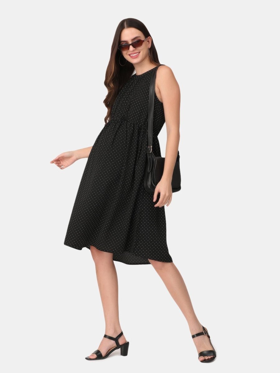 Playful Polka Dots Maternity and Nursing Halter Dress - DRS-PLKDT-S