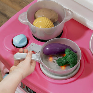 Playwell Step2 Fun with Friends Pink Toy Kitchen with Lights & Sounds 2+ Years - Pretend Play Toys