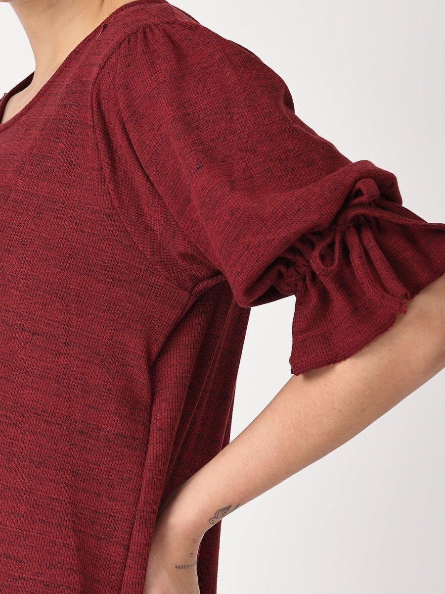 Plum Punch Waffle Maternity Dress With Nursing - DRS-MRWFL-M