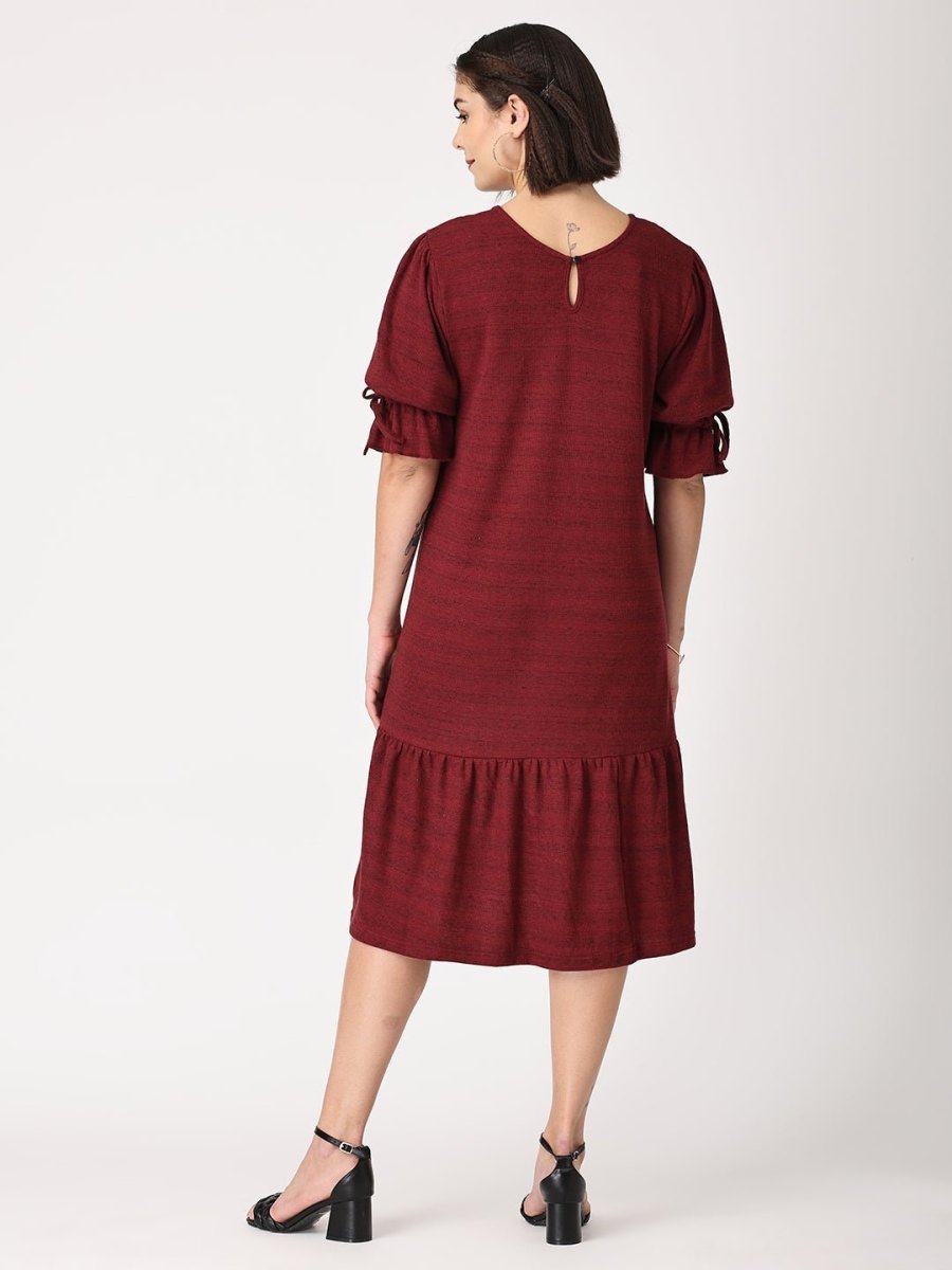 Plum Punch Waffle Maternity Dress With Nursing - DRS-MRWFL-M