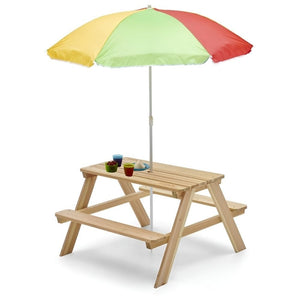 Plum Rectangular Picnic table with Parasol (Natural) - Kids Activity & Play Equipment