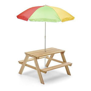 Plum Rectangular Picnic table with Parasol (Natural) - Kids Activity & Play Equipment