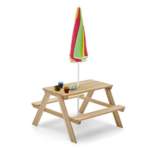 Plum Rectangular Picnic table with Parasol (Natural) - Kids Activity & Play Equipment
