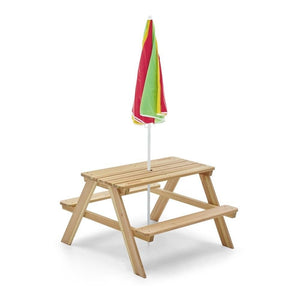 Plum Rectangular Picnic table with Parasol (Natural) - Kids Activity & Play Equipment