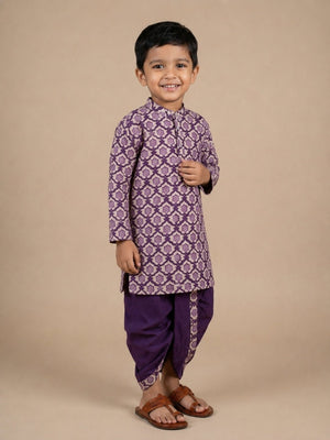 Plum Royale Boys Dhoti Kurta Set - 0-6 Months Boys Ethnic Set