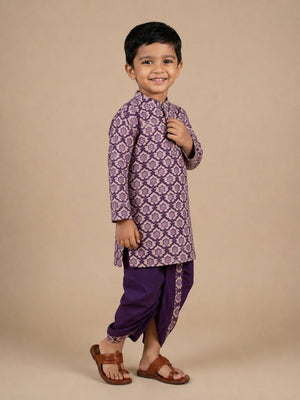 Plum Royale Boys Dhoti Kurta Set - 0-6 Months Boys Ethnic Set