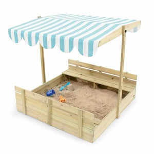 PLUM WOODEN SANDPIT WITH CANOPY - NATURAL - Kids Activity & Play Equipment