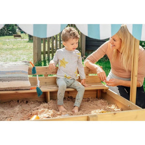 PLUM WOODEN SANDPIT WITH CANOPY - NATURAL - Kids Activity & Play Equipment