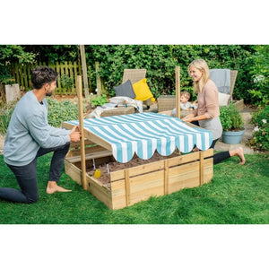 PLUM WOODEN SANDPIT WITH CANOPY - NATURAL - Kids Activity & Play Equipment