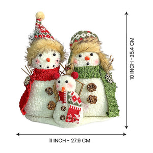 Plush Snowman Trio Family Christmas Décor for Home and Office - 