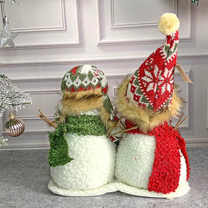 Plush Snowman Trio Family Christmas Décor for Home and Office - 